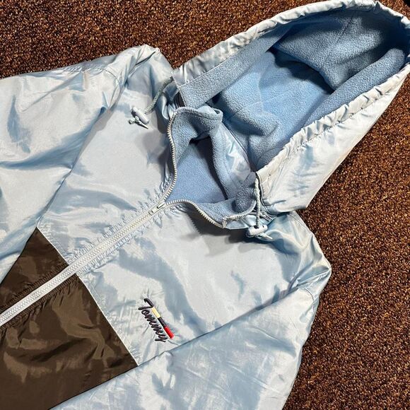 Vintage Bootleg Tommy Hilfiger Made in Russia Jacket Light Blue/Brown – Size M - Picture 1 of 7